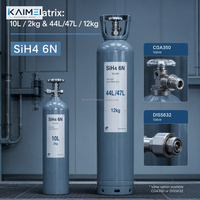 Gas Silano 6N SiH4 Certificado DOT-3AA para Producción de Celdas Solares, Gas Especial de Grado Electrónico, Presión de 150 Bar, 10L/44L/47L, Envase de Acero