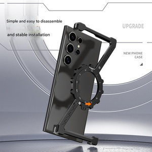 Custodia rimovibile per telefono senza cornice in alluminio per <span class=keywords><strong>Samsung</strong></span> S22 S23 S24 S24 Ultra <span class=keywords><strong>360</strong></span> ° supporto di rotazione magnetica in metallo per paraurti antiurto - Product Image 3