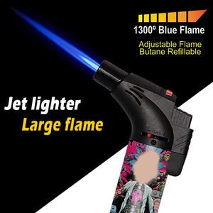 TECHNO Vente en gros Briquet torche portable à flamme bleue puissant OEM ODM avec logo personnalisé rechargeable à gaz de luxe pour ciagar - Product Image 4