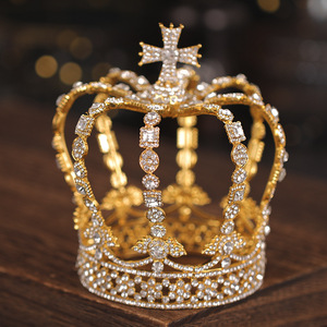 Corona di Lusso Europea in Stile Barocco con Diamanti, Corona Rotonda Alta per <span class=keywords><strong>Re</strong></span> e Regina - Product Image 2