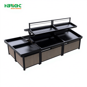 Étagère de présentation de fruits et légumes à trois niveaux en métal robuste de grande capacité pour supermarché et magasin de détail - Product Image 1