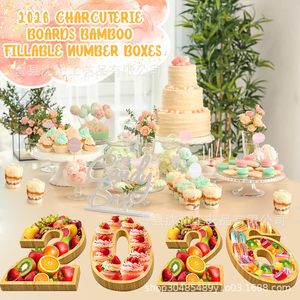 Wooden 2026 <b>Tray</b> Letter Print Serving Dish For Party <b>Snacks</b> Fruits Vegetables Cheese Residential Use - Product Image 4