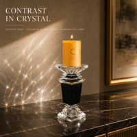 Porte-bougie en cristal noir à base étagée, plateau pyramidal bicolore, décoration moderne pour la maison, table à manger