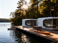 E3 Modern Maison Capsule Intelligente Préfabriquée Modulaire Démontable Portable 20ft/40ft pour Extérieur, Parc et Cour