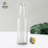 Bouteille de bière en verre transparent à col long de 330 ml (33 cl) avec bouchon couronne – Vente en gros