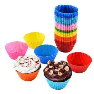 Top bán tái sử dụng nhiều màu Vòng Muffin Silicone Baking cup Mini Cupcake lót không dính Silicone Muffin cup