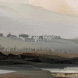 Cuadro Panorámico Abstracto de Lago en Montaña, Arte Mural Original, Pintura al Óleo Texturizada Impresa en 3 Colores, Hecha a Mano, Grande y Moderna - Product Image 5