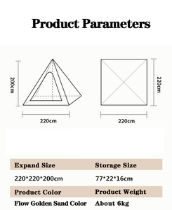 Tenda da campeggio Teepee in tela leggera impermeabile, tenda da campeggio piramide tre stagioni (Beige, <span class=keywords><strong>2.2</strong></span>*2.2M) - Product Image 2
