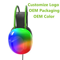 Casque de jeu filaire en gros avec éclairage RGB, câble PVC personnalisé de 1,8 m, micro flexible, réduction ENC, bandeau élastique