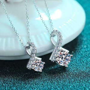 Prix d'usine, collier pendentif en or blanc massif 18 carats, diamant cultivé en laboratoire de clarté VVS1 D, pour femme - Product Image 4
