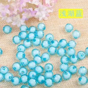 Perles en plastique acrylique de qualité Super AA 8mm 10mm perles de sucre de forme carrée perles acryliques rondes à facettes transparentes