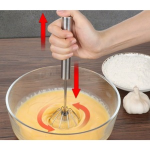 Frullatore per uova semiautomatico per sbattere la panna, mixer da cucina manuale in acciaio inossidabile per preparare uova al forno - Product Image 4