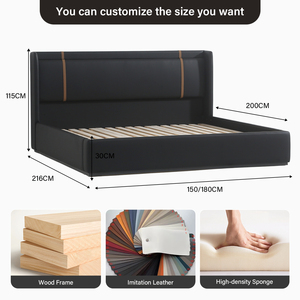 Chambre à coucher moderne <span class=keywords><strong>de</strong></span> luxe <span class=keywords><strong>lit</strong></span> rembourré personnalisable tête <span class=keywords><strong>de</strong></span> <span class=keywords><strong>lit</strong></span> en <span class=keywords><strong>imitation</strong></span> cuir confortable pour hôtels villas maison appartements - Product Image 4