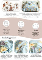 Parure de lit 100 % coton doux pour la peau, ensemble de draps de luxe imprimés, housse de couette et couverture de lit