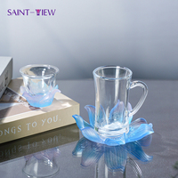 Ensemble tasse et soucoupe en verre avec dessin en or pour le marché de Dubaï pour boissons