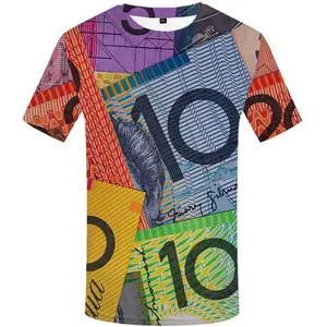 무료 샘플 사용자 정의 도매 재미 셔츠 돈 T 셔츠 남성 호주 달러 티셔츠 3d 다채로운 애니메이션 의류 Tshirt 인쇄