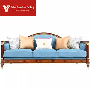 أريكة بريطانية كلاسيكية جديدة من الجلد الأصلي، أريكة فاخرة من القماش والخشب الصلب مع زخارف برونزية، أثاث ألكسندر - Product Image 5