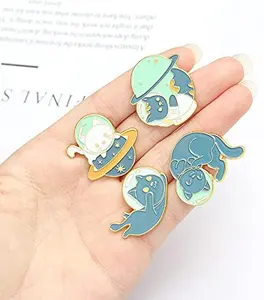 Cat Frog Rabbit Animal Pins Personality Animation Enamel Pin Set Brooches Clothing Accessories Birthday Gift