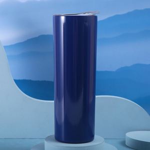 Gobelet isotherme droit et fin de 20 oz en acier inoxydable à double paroi, avec couvercle et paille, personnalisable avec logo, pour sublimation à paillettes - Product Image 3