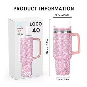 Nuevo Vaso Personalizado de Acero Inoxidable de 40 oz con Cristales de Imitación, Diseño de Gato de Dibujos Animados, Aislado al Vacío, con Pajita, Regalo para Fiestas - Product Image 2