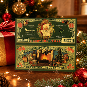 Billet de banque en feuille d'or Joyeux Noël 1 000 000 USD, Monnaie de collection pour les fêtes, Cadeau, Décoration de Noël Père Noël - Product Image 5