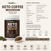 Pour OEM – Poudre de café instantané Keto à faible teneur en glucides, nourri à l'herbe, favorise le métabolisme énergétique, aide à la perte de poids, sans produits laitiers, pour adultes