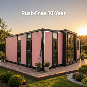 Casa Prefabricada de Playa de 20 pies, de Una Planta, Resistente a la Oxidación, Estilo Costero, con Terraza de <span class=keywords><strong>Madera</strong></span>, Techo a Dos Aguas, Barandilla, Revestimiento Blanco, para la Orilla del Mar - Product Image 5