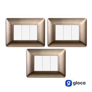 Interruptor de Pared Gloca de 3 Vías, Plástico, Bronce y Acero, Resistente para Uso Doméstico - Product Image 2