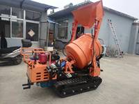 Mini bétonnière sur chenilles CE Euro 5 350L-1000L, moteur essence/diesel, pompe hydraulique, haute efficacité, utilisation sur chantier