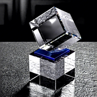 Cube magique en cristal K9 transparent, gravé au laser à l'intérieur, poli, étanche, bloc carré, cube créatif, médaille, trophée pour entreprise