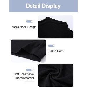FOXA Yoga Crop <b>Top</b> Long Sleeve <b>Mock</b> <b>Neck</b> Sheer Layer Built In Bra Padded Women Workout Gym Shirt - Product Image 6