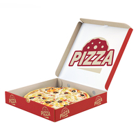 Boîtes à pizza rouges personnalisées avec logo, finition mate et gaufrage, en matériaux recyclés pour l'emballage de sushis et de pizzas