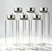 Bouteille d'eau en verre transparent de qualité alimentaire 1L avec bouchon à vis en métal pour jus, thé et eau