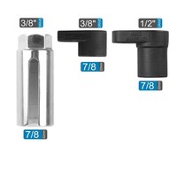 3 Buah Set Soket Sensor Oksigen 22Mm Kunci Pas 6 Titik 3/8 "1/2" Drive untuk Alat Pelepas Sensor O2 Kendaraan Universal DIY Bermutu Tinggi