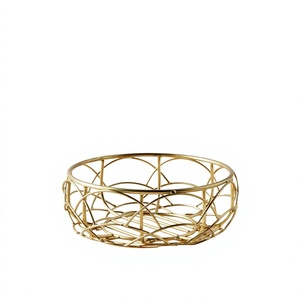Handmade Metal Wire <b>Storage</b> <b>Basket</b> With Handles <b>Gold</b> Plating Kitchen Decorative House Hold Tabletop <b>Storage</b> <b>Baskets</b> - Product Image 1