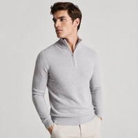 Pull tricoté personnalisé pour homme avec logo OEM, prix de gros, col montant demi-zip, tricot d'hiver décontracté, pull tricoté sur mesure