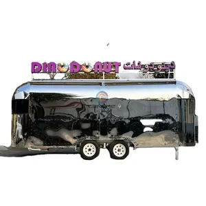 Cermin baja tahan karat bus trailer upgrade airstream bus keranjang makanan untuk hamburger hot dog