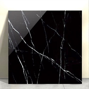Azulejos de Porcelana para Piso, Color Negro, 60x60cm, 600x600mm, Azulejos de Porcelana Negros, Azulejos de Piedra Pulida - Product Image 1