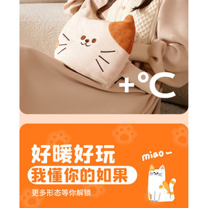 เครื่องอุ่นมือรูปแมว ชาร์จ USB ได้ ปรับอุณหภูมิได้ วัสดุโพลีเอสเตอร์ P24 สำหรับใช้ในครัวเรือน - Product Image 1