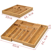 Plateau de rangement de cuisine de haute qualité bambou chaud multi-compartiments plateau à couverts argent couverts tiroir organisateur diviseur