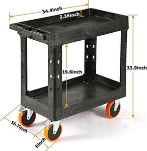 Établi utilitaire en plastique robuste avec plate-forme profonde et roues pivotantes complètes pouvant contenir en toute sécurité un chariot à outils de service à 2 niveaux de 550lb - Product Image 2