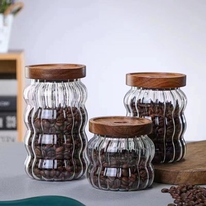 Bouteilles et bocaux de stockage en <span class=keywords><strong>verre</strong></span> borosilicate de haute qualité pour la cuisine, écologiques, avec couvercle sûr, transparents, pour épices, grains de café et thé, hermétiques - Product Image 5