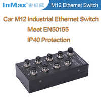 InMax Fabricant IP40 8 ports 100M D-coding Véhicule Voiture train Commutateur Ethernet industriel M12