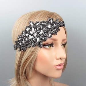 Lowosawor aksesori rambut pengantin kristal ikat kepala klip ikat kepala berlian imitasi hiasan kepala 1920s ikat kepala Gatsby - Product Image 5