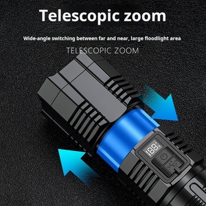 Xinsite Tùy Chỉnh Xhp70.2 <span class=keywords><strong>LED</strong></span> Đèn Pin 5000 Lumen USB Có Thể Sạc Lại Kính Thiên Văn Zoomable Điện Hiển Thị Tay Torch Ánh Sáng Đèn ABS - Product Image 6