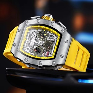 Drioshipping WatchNew Custom Logo <b>Automatic</b> Tourbillon Waterproof Mechanical Watches Glass Alloy Steel <b>Chronograph</b> - Product Image 2