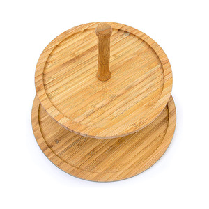Bamboo <b>tray</b>, bamboo craft, fruit display plate, double-layer retro Japanese style home food storage plate wholesale - Product Image 1