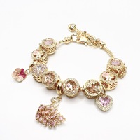 Bracelet en or plaqué or, chaîne réglable avec pendentif cœur et fleur, bijoux légers et luxueux