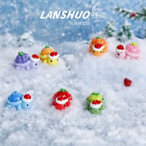 Lanshuo Resin Turtle <b>Christmas</b> Figurine With Fruit Design Cartoon DIY Desktop Ornament Blind <b>Box</b> Toy Set For Indoor Use - Product Image 4
