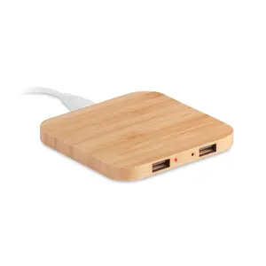 Chargeur sans fil en bambou CUADRO, gadgets écologiques - Product Image 4